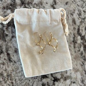 Gold Twisted Hoop Dangle Earrings